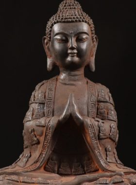 佛仿古衣摆坐像 中式铁饰文玩千复古收藏器 民俗怀旧陈设铁摆件纯