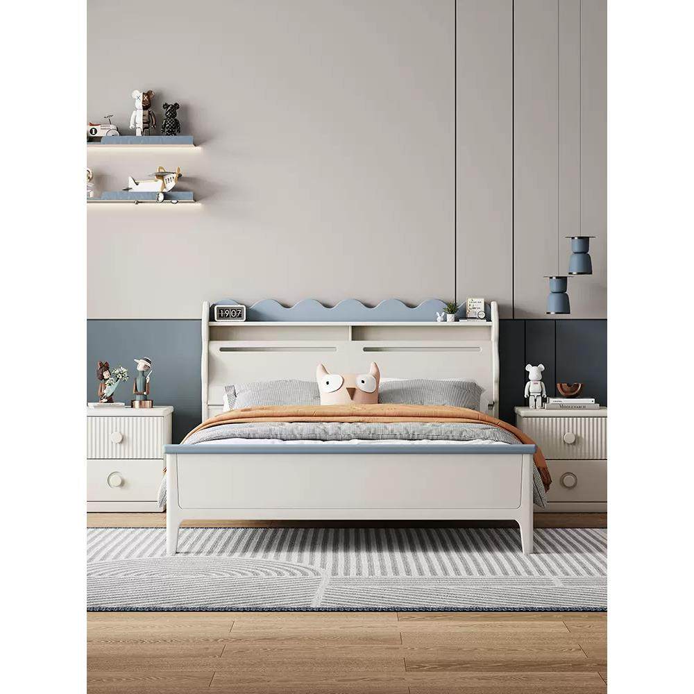 【折扣价】4I全实木儿童床男孩单人床储物床小户型儿童房1米5男童,淘宝优惠券,粉丝福利购,淘宝优惠卷