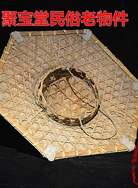 民俗老物件扁担篮子箩筐摆件老农具乡村小贩卖货郎筐挑子影视道具