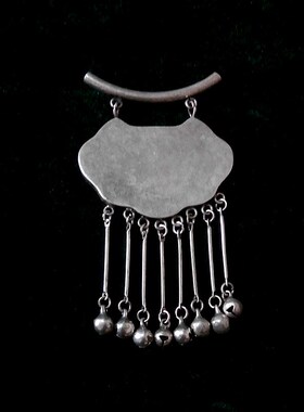 贵州民族风 苗银diy项坠配件 镶老绣项坠底托 弯管锁形流苏配件