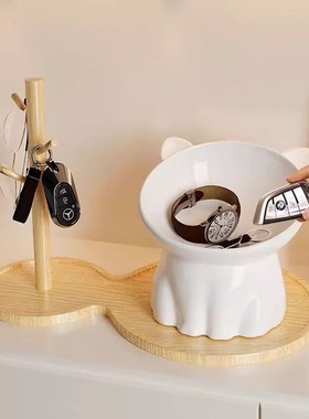招财猫入户钥匙收纳玄关摆件门口鞋柜置物架客厅家居装饰乔迁礼物