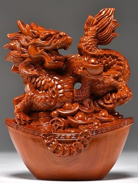 花梨木雕十二生肖摆件一套实木质鼠牛虎兔龙蛇马羊猴鸡狗猪工艺品