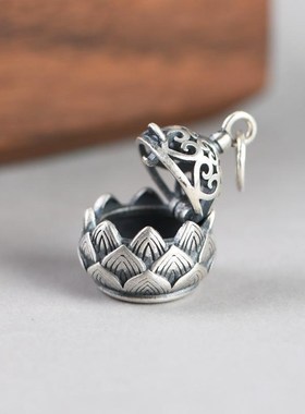 百搭款时尚吊坠项坠复古风香薰球无火扩香囊挂件镂空莲花女可打开