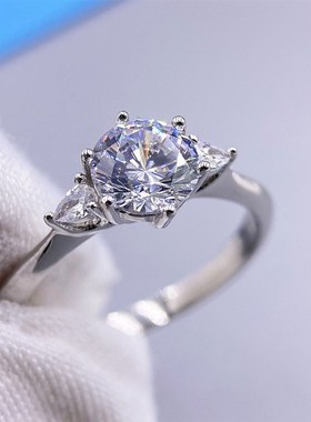 戒托镶嵌莫桑钻戒指空托925银克拉钻戒子托 女死口固定圈口银托