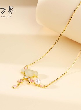 天然和田玉小鸟喜上眉梢项链