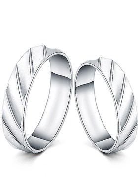 925银戒指  闭口男女简约个性礼物创意情侣对戒 斜纹指环饰品刻字