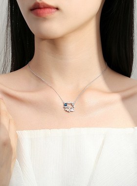 925银项链女韩版多巴胺饰品八爪鱼你一贝子海洋纯银锁骨链