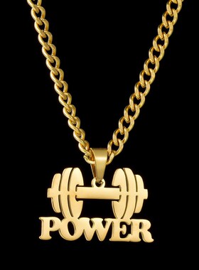 DIY名字定 制棒球哑铃镂空英文字母吊坠项链女士不锈钢锁骨链饰品