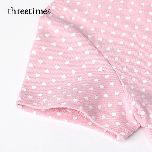 threetimes2026韩版粉色波点短袖T恤女甜辣修身显瘦露脐短上衣夏 - 图3