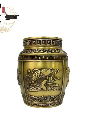 黄铜制作米招茶叶罐年年有余茶叶罐中式高端茶叶罐密封罐摆件