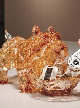 进门口玄关放钥匙收纳摆件入户鞋柜置物托盘轻奢高档客厅狗装饰品