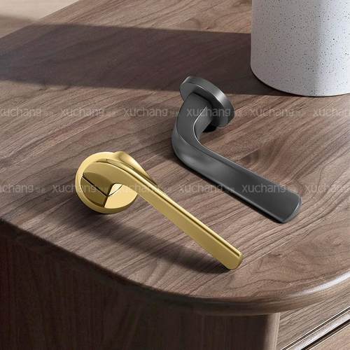 现代门锁室内卧室房门锁木门静音磁吸分体金色黑镍拉丝家用门把手 - 图3