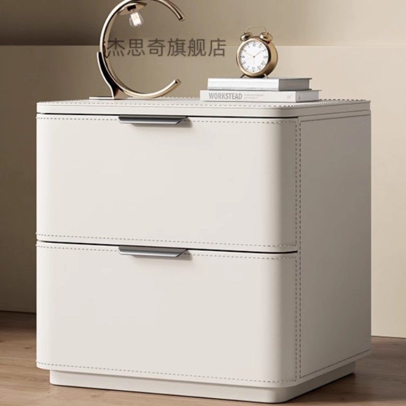 意式极简马鞍皮床头柜轻奢高级感卧室收纳柜简约现代边几全实木,淘宝优惠券,粉丝福利购,淘宝优惠卷