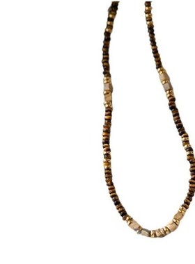 美拉德风天然虎眼石隔片串珠项链女锁骨链颈链叠戴高级感小众复古