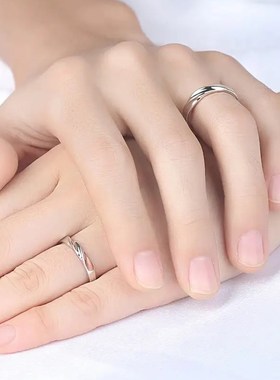 莫比乌斯环情侣婚戒指对戒999轻奢纯银铂金圣诞情人节礼物送女友