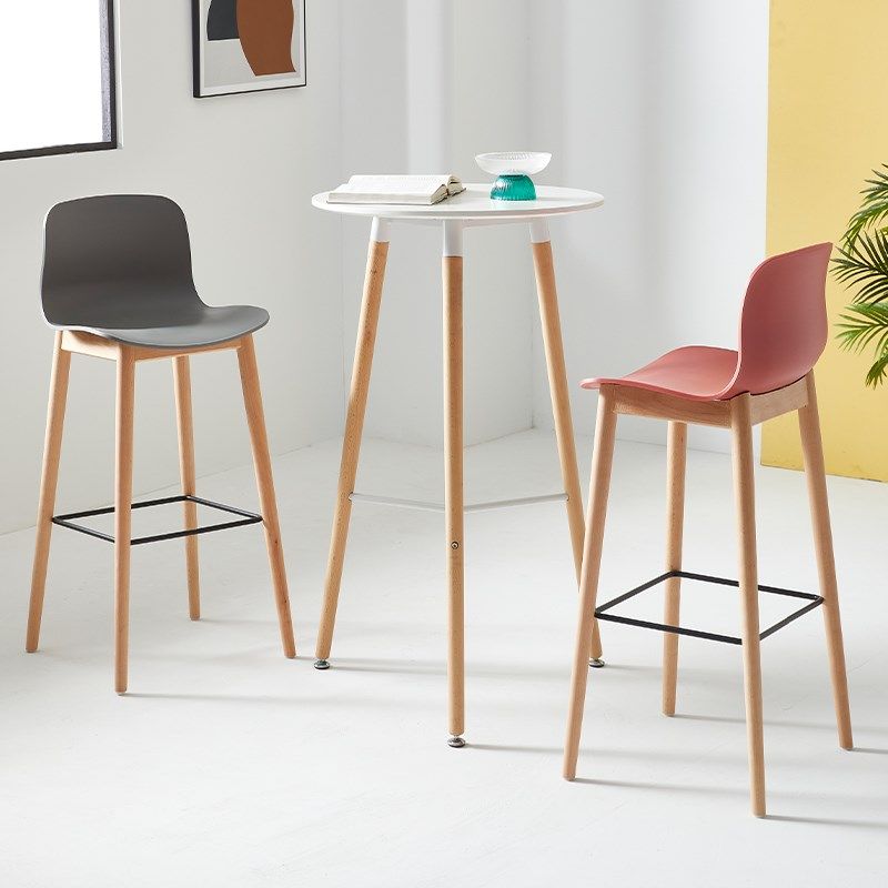 北欧实木吧台椅家用靠背高脚凳奶茶店吧椅现代简约高脚椅前台吧凳,淘宝优惠券,粉丝福利购,淘宝优惠卷