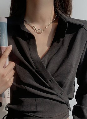 甜酷辣妹项链女2024年新款夏时尚轻奢小众设计感锁骨链高级感颈链