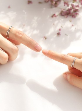 交织的爱情侣戒指日韩气质简约镶钻男女开口戒指结婚对戒结婚婚戒