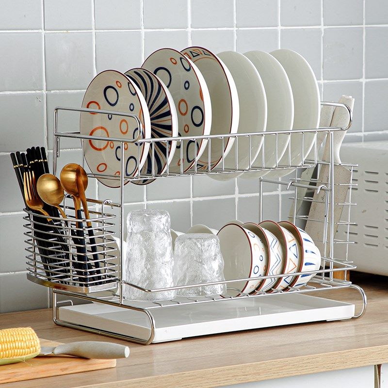一体加固碗架双层沥水碗碟架厨房收纳晾放碗盘架,淘宝优惠券,粉丝福利购,淘宝优惠卷
