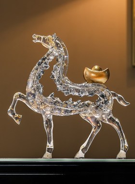 马到成功摆件开业礼物轻奢高档客厅玻璃柜马装饰