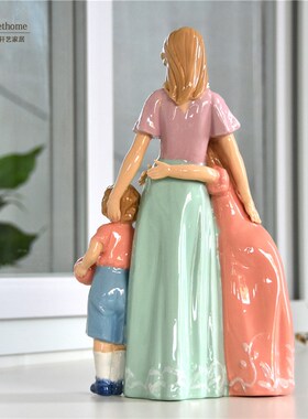 陶瓷人物摆件 温情母子艺术品饰偶工客厅家居装瓷 艺礼品摆饰母亲