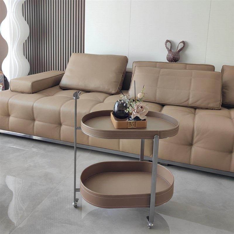 轻奢马鞍皮移动沙发边几小推车茶几客厅家用角几床头柜带轮置物架,淘宝优惠券,粉丝福利购,淘宝优惠卷