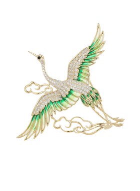 复古中国风宴会礼服旗袍配饰固定衣服别针丝巾扣滴油高档仙鹤胸针