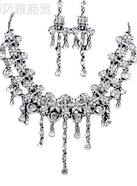 水钻项链女设计轻奢小众高级感锁骨链夸张礼服颈链套装新娘配饰品