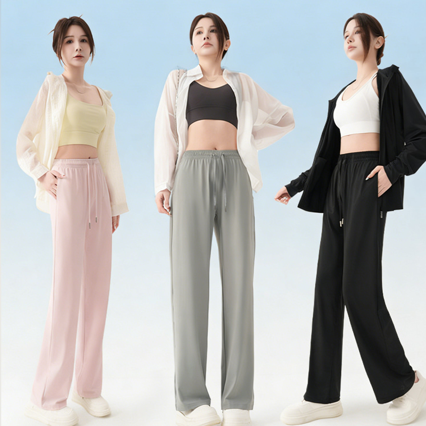 阪织屋冰丝防晒裤2026新款凉感直筒阔腿裤