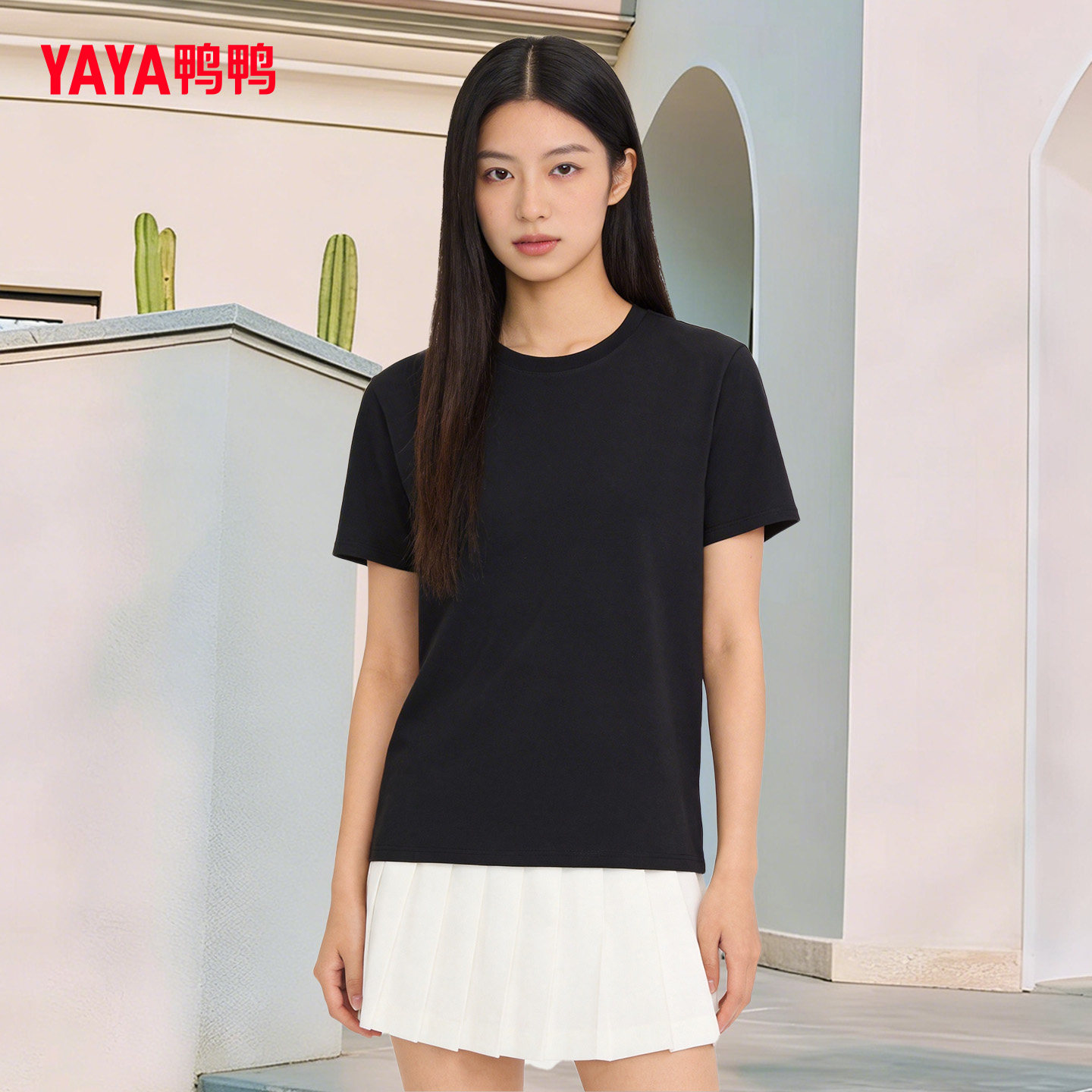 鸭鸭短袖女2026夏季新款透气运动服t恤女装透气舒适耐磨速干上衣