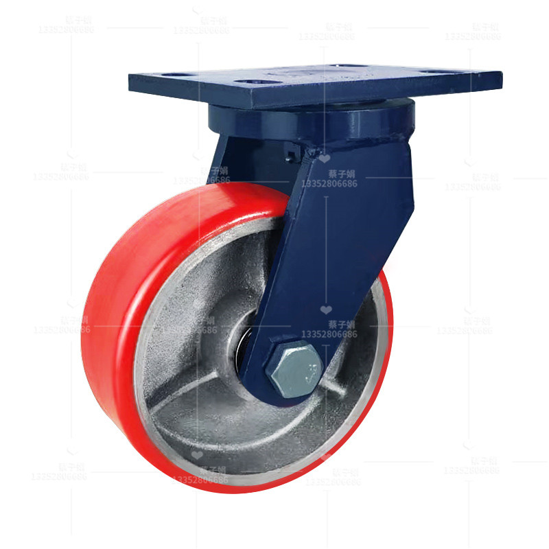 超重型蓝支架PU轮寸5寸6寸寸单个载重吨 吨 5吨万向刹车工业 - 图3