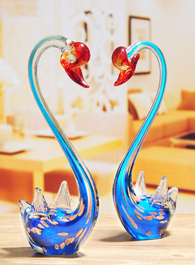 欧式轻奢琉璃摆件新房样板间客厅装饰结婚礼物玻璃动物