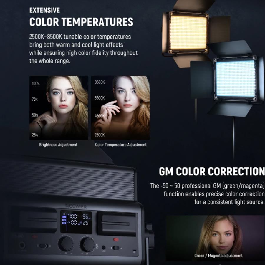 纽尔RGB1200LED摄影补光灯APP控制柔光灯直播灯微电影影室灯 - 图1