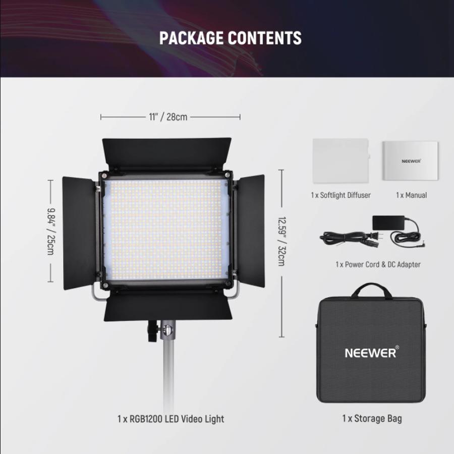 纽尔RGB1200LED摄影补光灯APP控制柔光灯直播灯微电影影室灯 - 图3