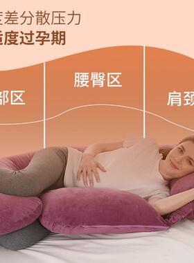 多功能分体水晶绒孕妇护腰侧睡枕托腹枕可拆洗脱卸J型枕