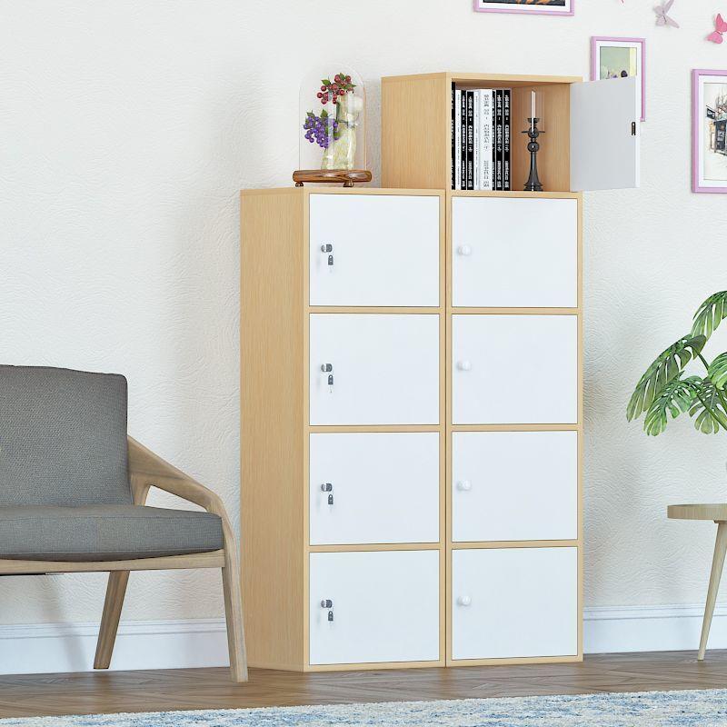 简易储物柜带锁小柜子书柜带门落地学生简约书架客厅收纳置物多层 - 图0