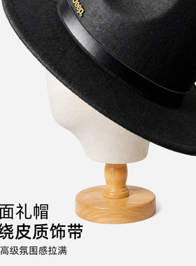 jeep吉普秋冬季时尚纯色爵士礼帽