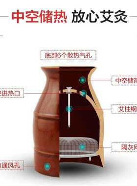 多功能陶瓷艾灸罐刮痧杯温灸器具按摩随身灸艾柱艾灸罐蕲春厂家