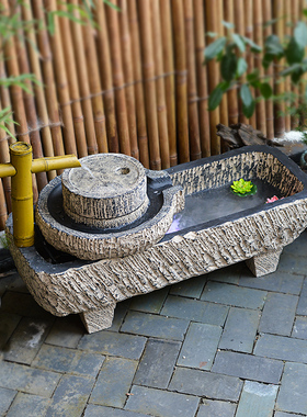 户外庭院入户花园布置摆件景观阳台流水瀑布人造石槽鱼池小院鱼缸