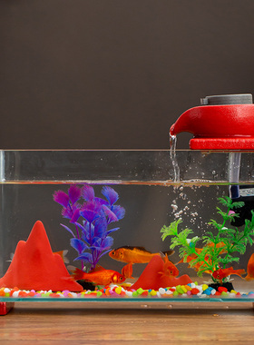 流水招财缸摆件客厅桌面造玻  迁环景璃缸乔循开业礼品