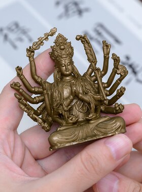 准提摆件准提佛书相黄铜佛好看精致母房茶空间装饰品