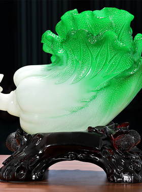 玉白菜摆件招财金柜客厅家居业视蟾装饰品旺铺开电礼品