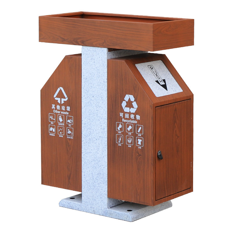 户外垃圾桶大号室外防腐木景观双桶分类果皮箱木纹可种花草绿恩,淘宝优惠券,粉丝福利购,淘宝优惠卷