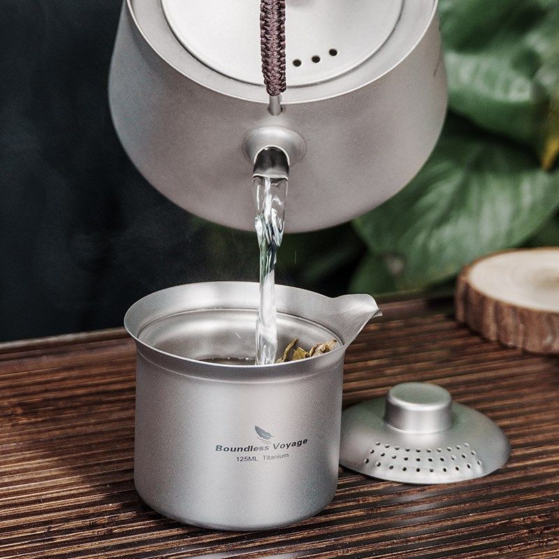 必唯纯钛鹰嘴户外茶具套装轻量茶杯双层防烫旅行泡茶器功夫茶,淘宝优惠券,粉丝福利购,淘宝优惠卷
