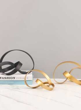 金属铁艺缠绕工艺品北欧轻奢创意家居客厅办公桌面玄关软装饰摆件