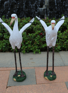 庭院景观装饰花园摆件 鹭仿白真仙鹤园林摆设树脂动物雕塑