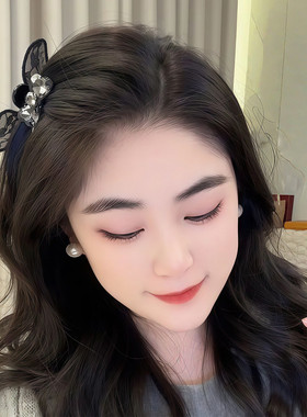 黑色蕾丝蝴蝶结小抓夹侧边发夹