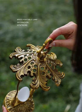 迷屿 烛光黄铜充电长续航夜灯复古可调光氛围餐桌床头装饰台灯