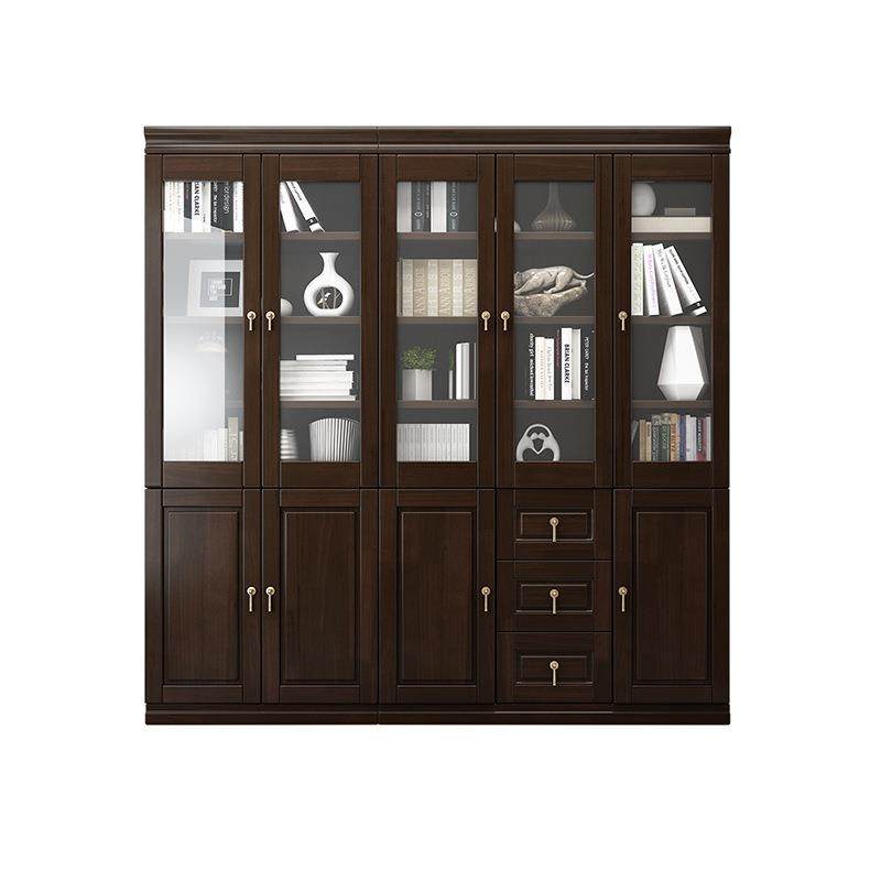 爆款新中式书柜落地带门置物架展示柜全实木玻璃橱窗组合书房家具,淘宝优惠券,粉丝福利购,淘宝优惠卷