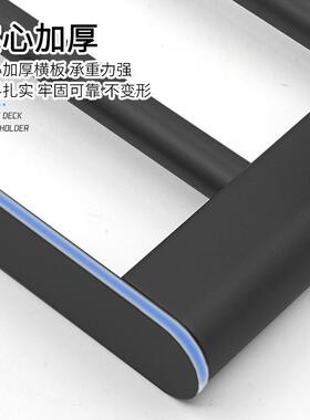 黑色太空铝浴巾架卫生间置物架浴室毛巾架厕所五金挂件打孔
